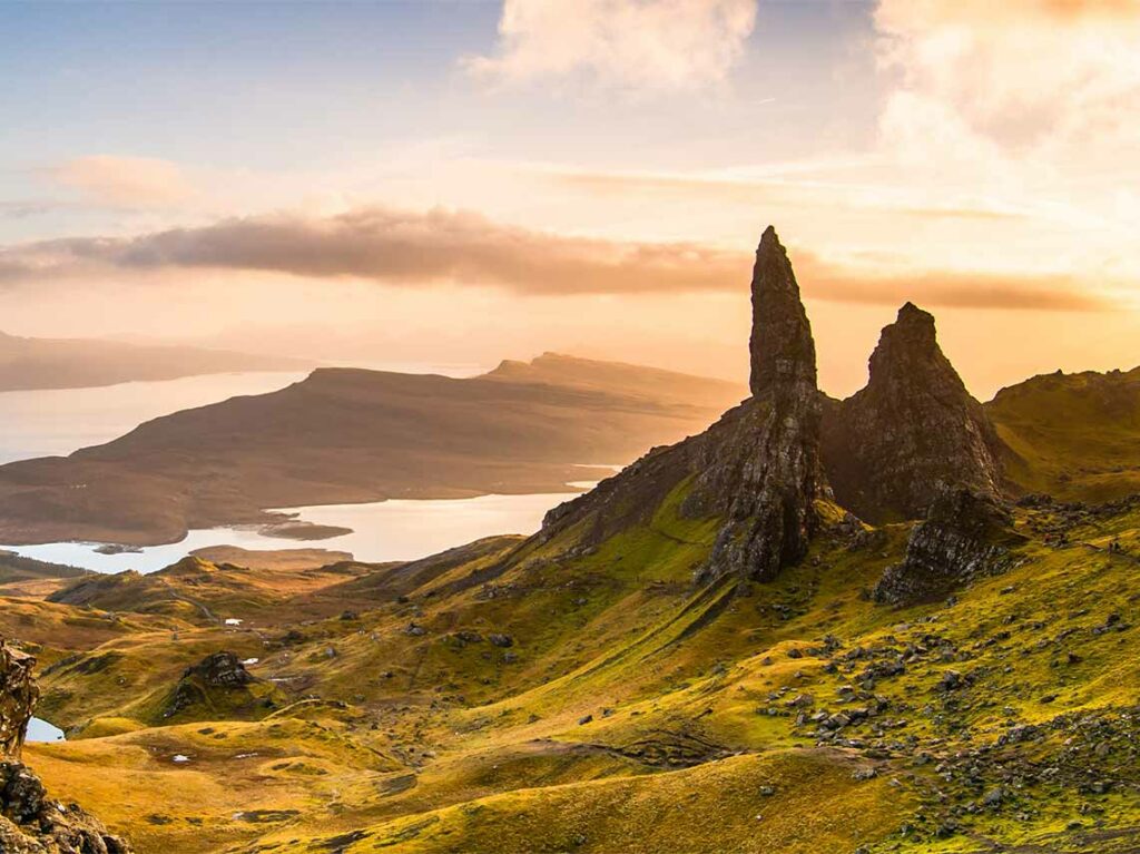 Isle of Skye storr at sunset