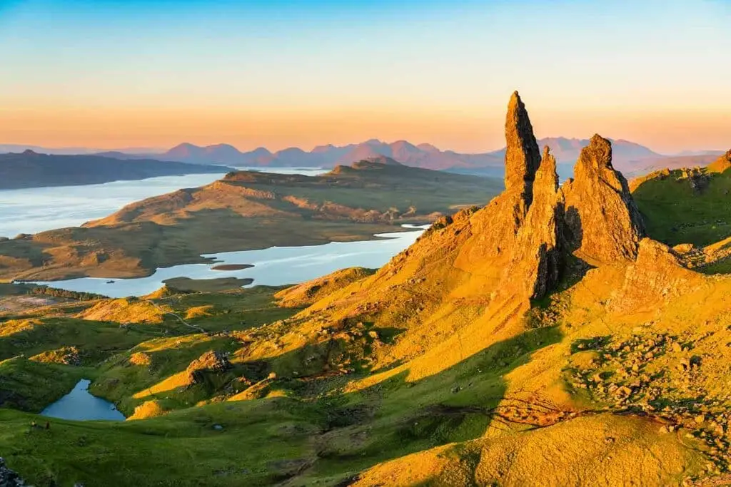 private tour group at the Isle of Skye, Old man of Storr.