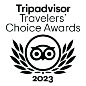 Tripadvisor Travelers Choice Award 2023 badge for Braw Scottish Tours, recognizing excellence in private tours of Scotland